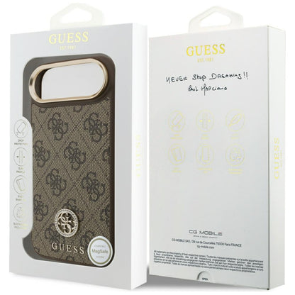 Étui MagSafe pour Apple iPhone 17 Air, Guess, Logo Strass 4G, Marron