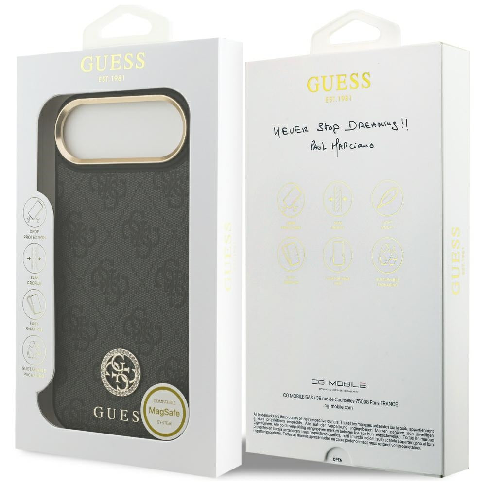 Étui MagSafe pour Apple iPhone 17 Air, Guess, Logo Strass 4G, Noir