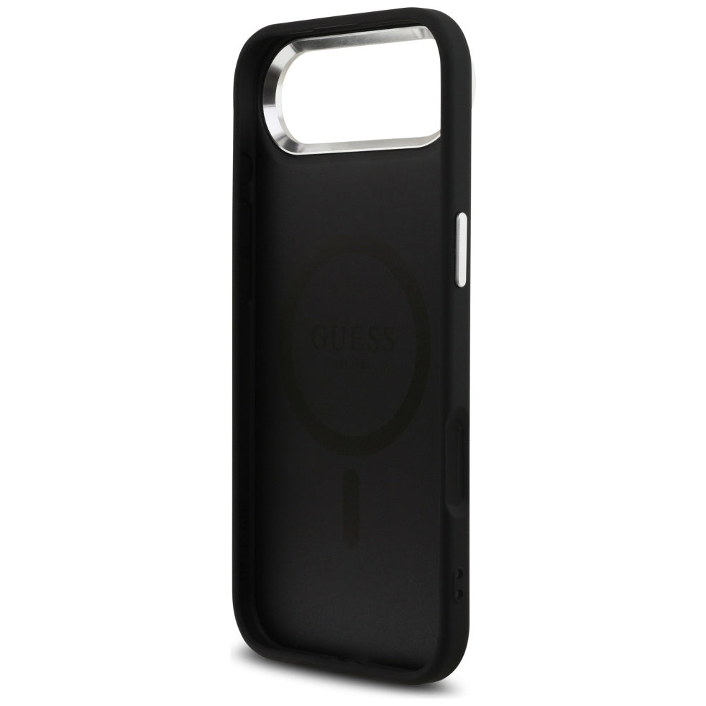 Coque MagSafe pour Apple iPhone 17 Air, Guess, logo Triangle 4G, Noir Argenté