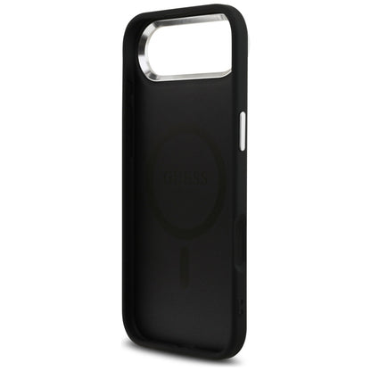 Coque MagSafe pour Apple iPhone 17 Air, Guess, logo Triangle 4G, Noir Argenté