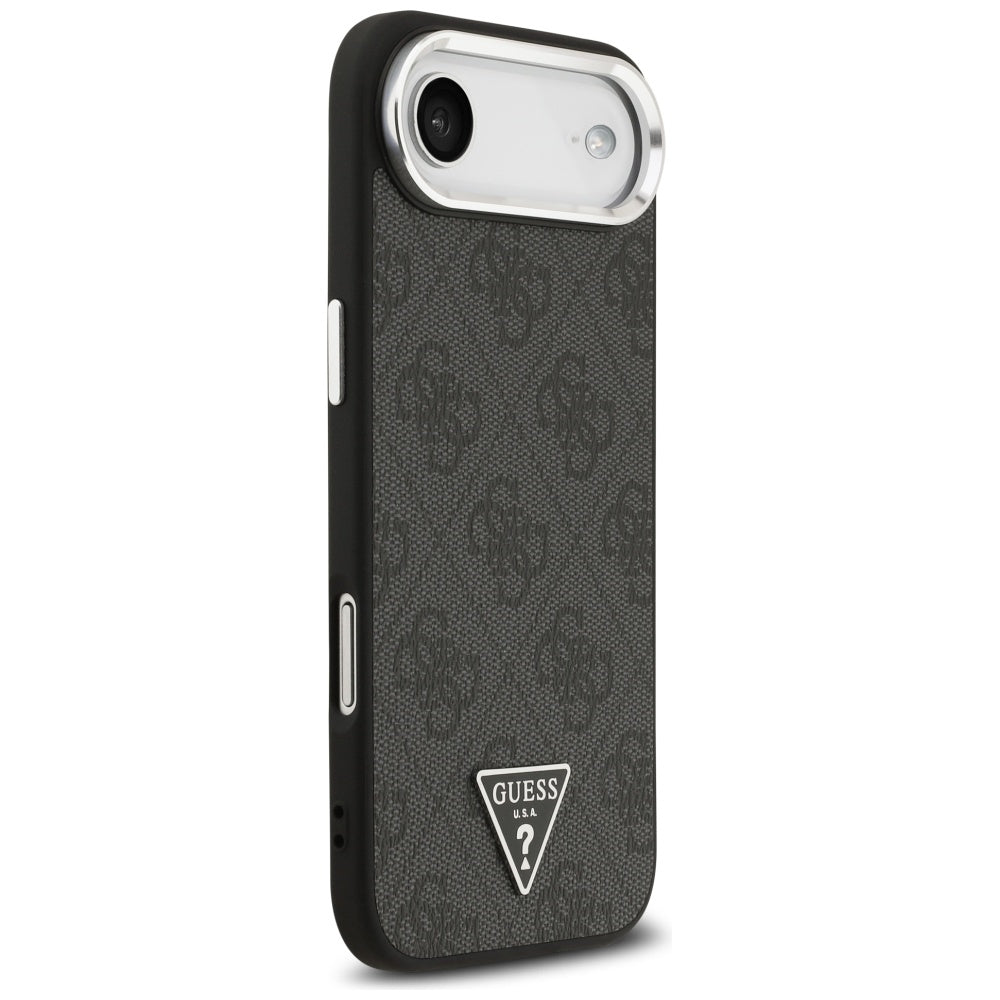 Coque MagSafe pour Apple iPhone 17 Air, Guess, logo Triangle 4G, Noir Argenté