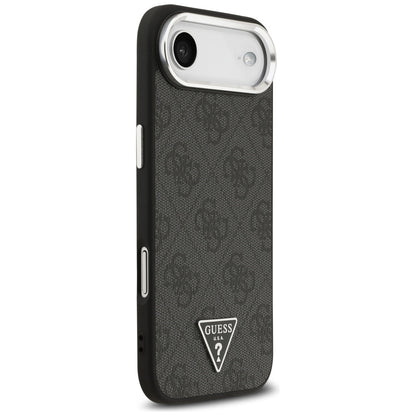 Coque MagSafe pour Apple iPhone 17 Air, Guess, logo Triangle 4G, Noir Argenté