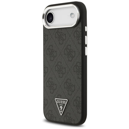 Coque MagSafe pour Apple iPhone 17 Air, Guess, logo Triangle 4G, Noir Argenté