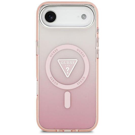 Coque MagSafe pour Apple iPhone 17 Air, Guess, logo triangle dégradé IML, Rose