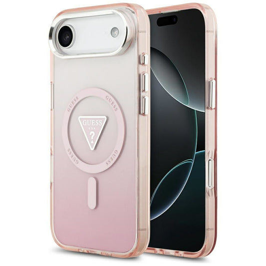 Coque MagSafe pour Apple iPhone 17 Air, Guess, logo triangle dégradé IML, Rose
