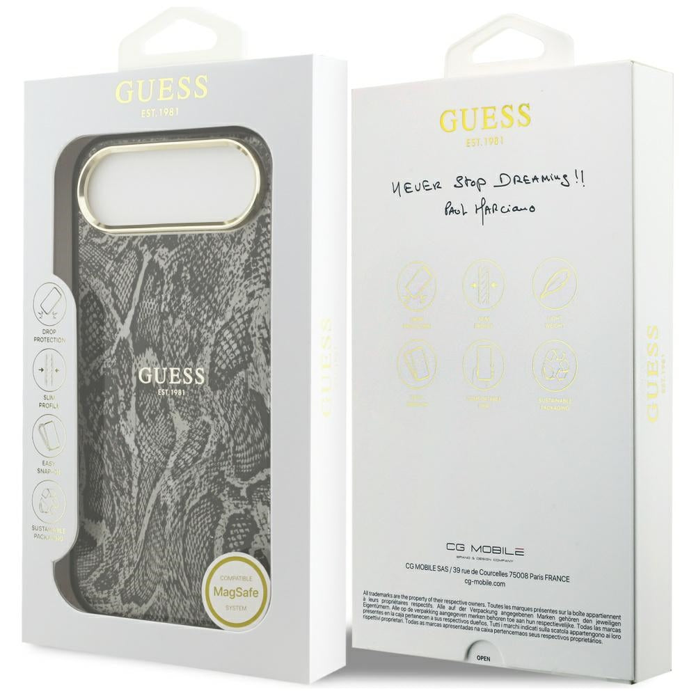 Housse MagSafe pour Apple iPhone 17 Air, Guess, Motif Python, Noire
