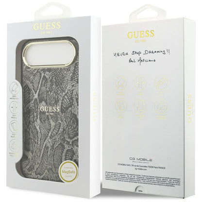 Housse MagSafe pour Apple iPhone 17 Air, Guess, Motif Python, Noire