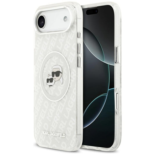 Étui MagSafe pour Apple iPhone 17 Air, Karl Lagerfeld, IML Glitter Karl & Choupette's Heads, Gris