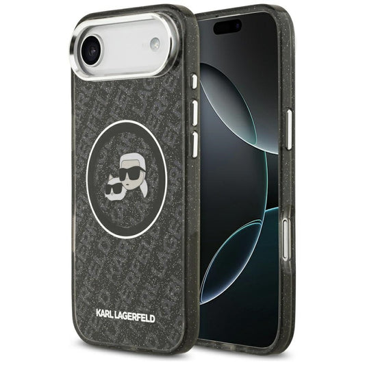 Étui MagSafe pour Apple iPhone 17 Air, Karl Lagerfeld, IML Glitter Karl & Choupette's Heads, Noir