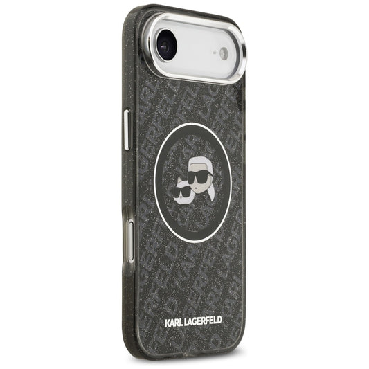 Étui MagSafe pour Apple iPhone 17 Air, Karl Lagerfeld, IML Glitter Karl & Choupette's Heads, Noir