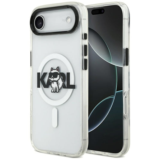 Coque MagSafe pour Apple iPhone 17 Air, Karl Lagerfeld, IML Sketch Logo Choupette, Transparente