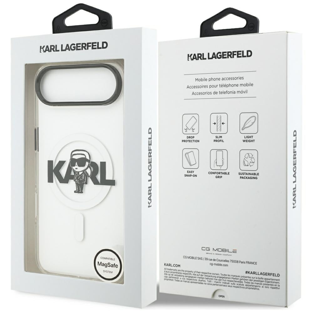 MagSafe Hülle für Apple iPhone 17 Air, Karl Lagerfeld, IML Sketch Logo Karl, Transparent