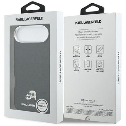 Étui MagSafe pour Apple iPhone 17 Air, Karl Lagerfeld, Karl & Choupette Head's Pin, Noir