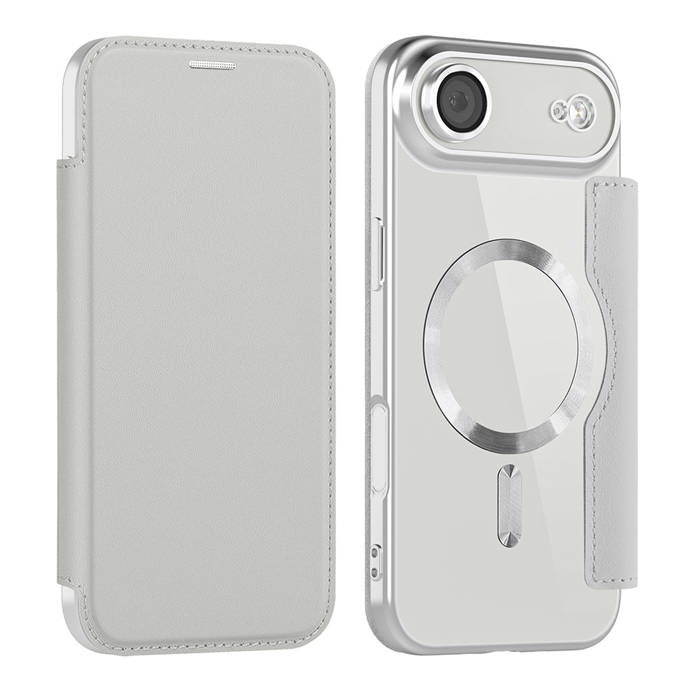 Étui MagSafe pour Apple iPhone 17 Air, Techsuit, SmartMag Book, Gris