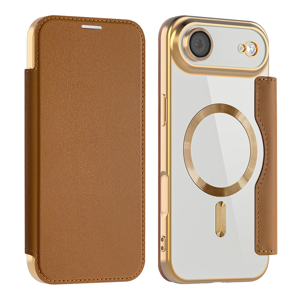 Housse MagSafe pour Apple iPhone 17 Air, Techsuit, SmartMag Book, Marron