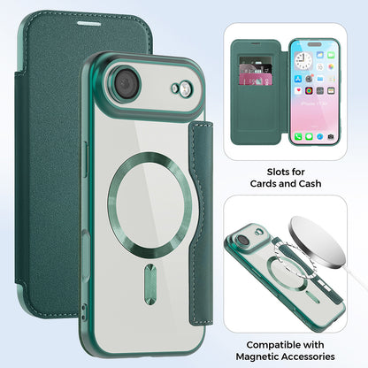 Étui MagSafe pour Apple iPhone 17 Air, Techsuit, SmartMag Book, Vert