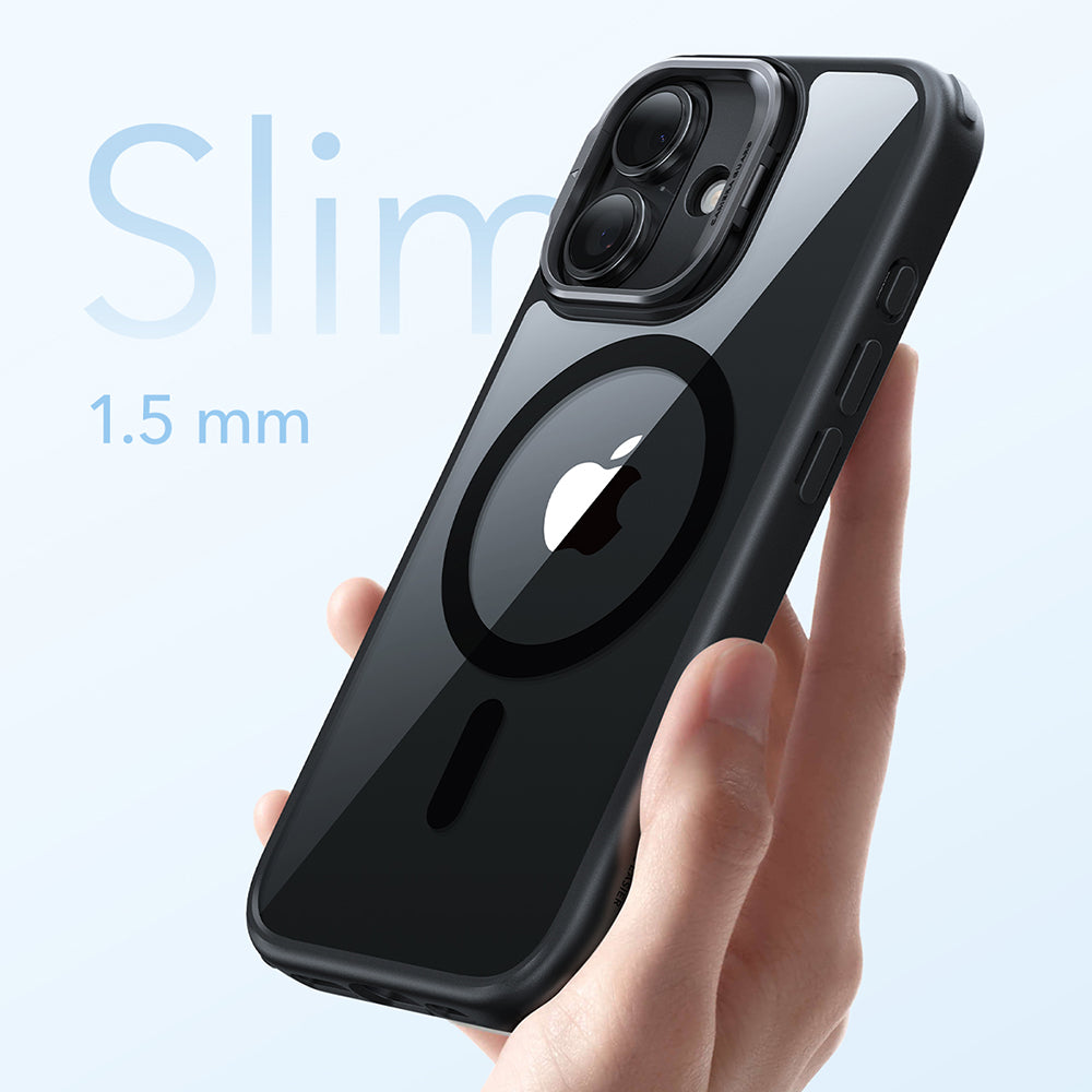 Coque MagSafe pour Apple iPhone 17, ESR, Classic Hybrid Kickstand, Noire Transparente