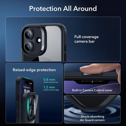 MagSafe Case for Apple iPhone 17, ESR, Classic Hybrid with Screen Protector, Black Transparent