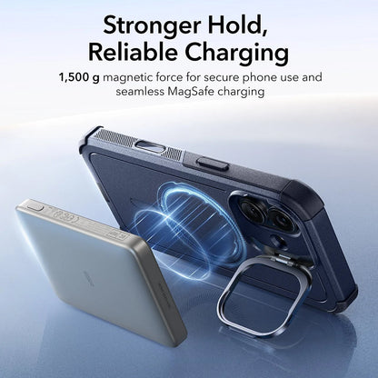 Coque MagSafe pour Apple iPhone 17, ESR, Cyber Armor Kickstand, Bleue