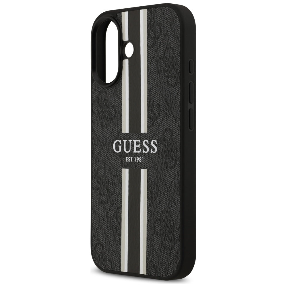 MagSafe Hülle für Apple iPhone 17, Guess, 4G Printed Stripes, Schwarz