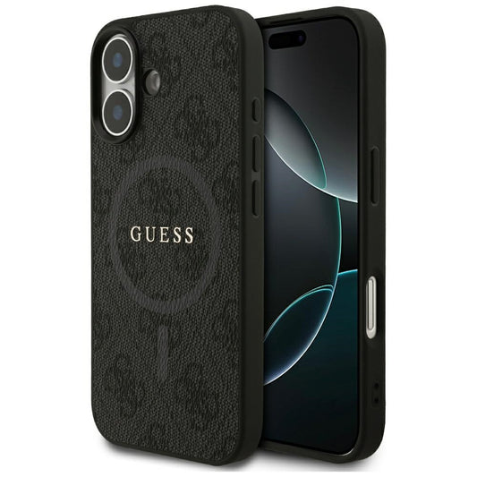 MagSafe Hülle für Apple iPhone 17, Guess, 4G Ring Classic Logo, Schwarz