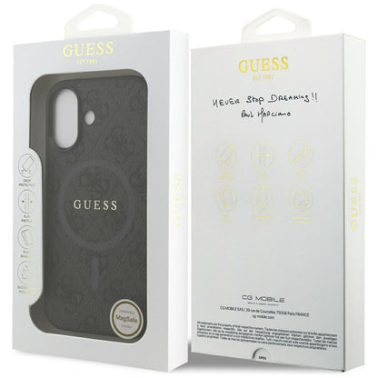 MagSafe Hülle für Apple iPhone 17, Guess, 4G Ring Classic Logo, Schwarz
