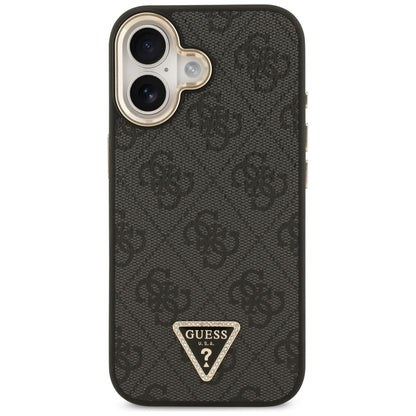 Coque MagSafe pour Apple iPhone 17, Guess, logo Triangle Diamond 4G, Noire