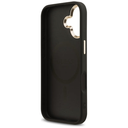 Coque MagSafe pour Apple iPhone 17, Guess, logo Triangle Diamond 4G, Noire