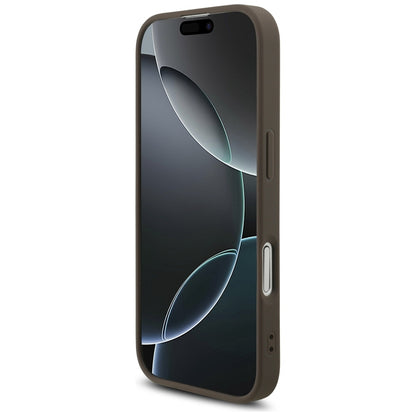 MagSafe Hülle für Apple iPhone 17, Guess, 4G Triangle Logo Cord Strap, Braun