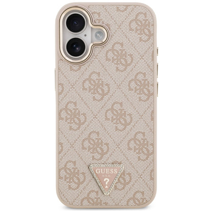 Coque MagSafe pour Apple iPhone 17, Guess, logo Triangle 4G, Rose Doré