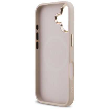 Coque MagSafe pour Apple iPhone 17, Guess, logo Triangle 4G, Rose Doré