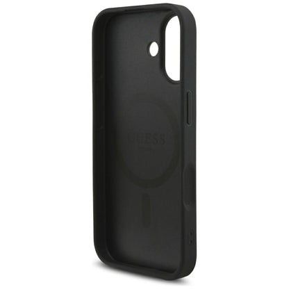 MagSafe Case for Apple iPhone 17, Guess, 4G Triangle Logo with Cord Strap, Black