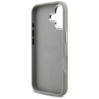 Coque MagSafe pour Apple iPhone 17, Guess, Logo Triangle Pailleté, Argentée