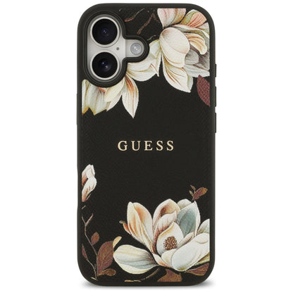 Coque MagSafe pour Apple iPhone 17, Guess, Grained Flowers, Noire
