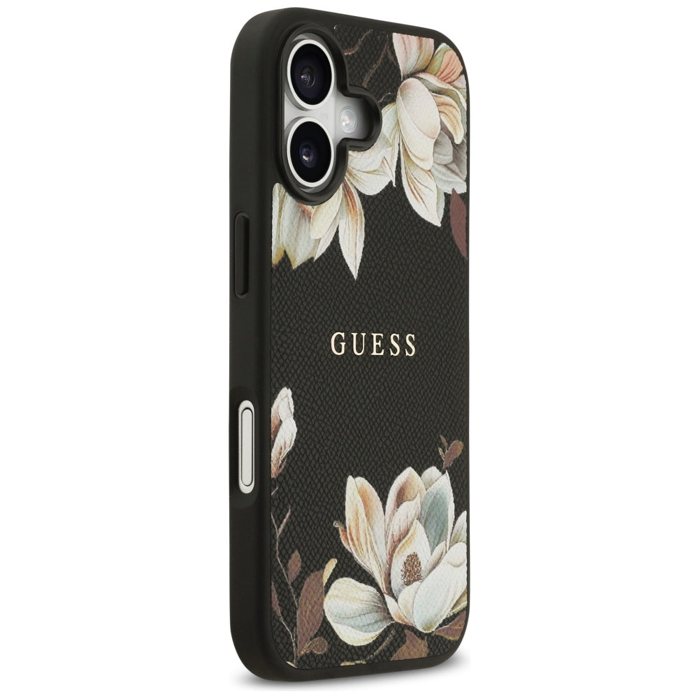 Coque MagSafe pour Apple iPhone 17, Guess, Grained Flowers, Noire