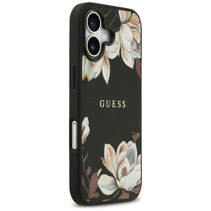 Coque MagSafe pour Apple iPhone 17, Guess, Grained Flowers, Noire