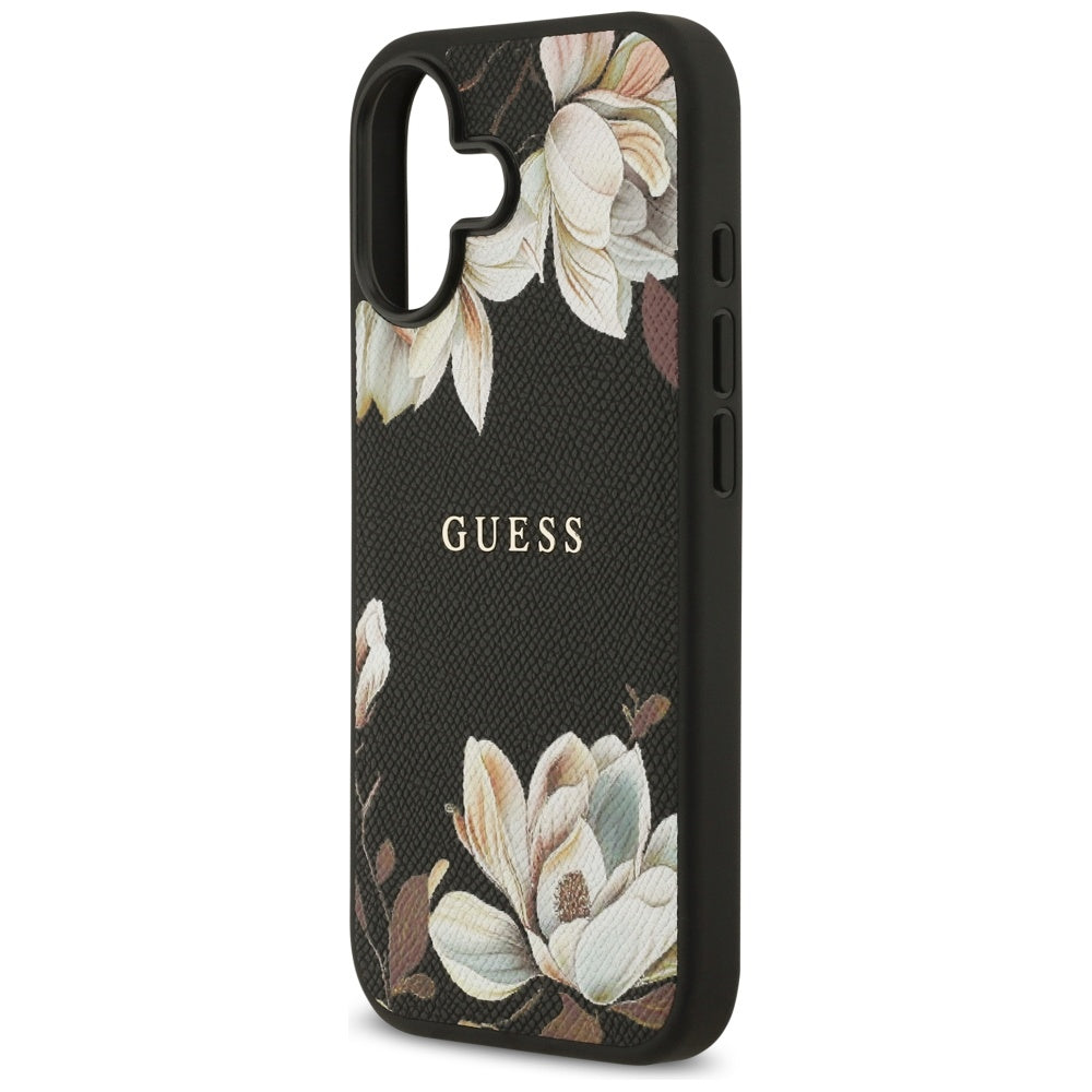 Coque MagSafe pour Apple iPhone 17, Guess, Grained Flowers, Noire