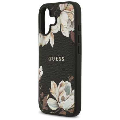 Coque MagSafe pour Apple iPhone 17, Guess, Grained Flowers, Noire