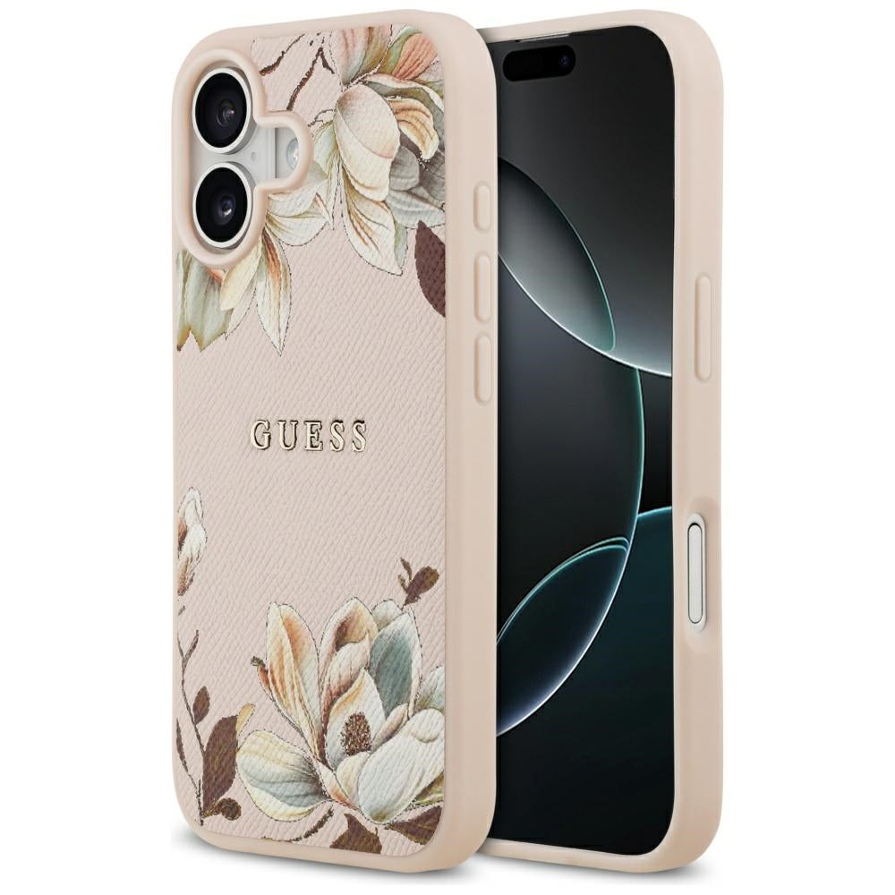 Coque MagSafe pour Apple iPhone 17, Guess, Grained Flowers, Rose