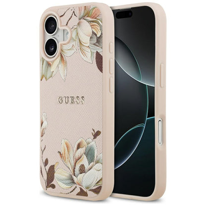 Coque MagSafe pour Apple iPhone 17, Guess, Grained Flowers, Rose