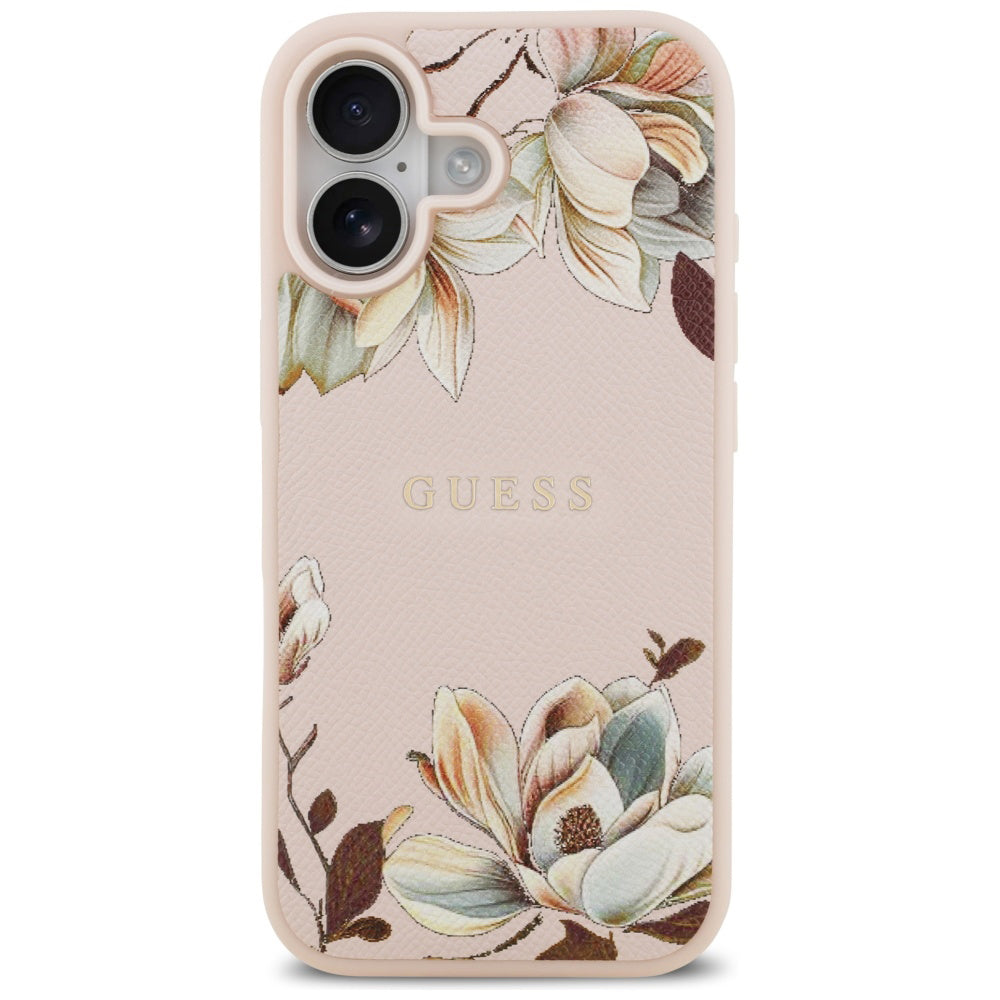 Coque MagSafe pour Apple iPhone 17, Guess, Grained Flowers, Rose