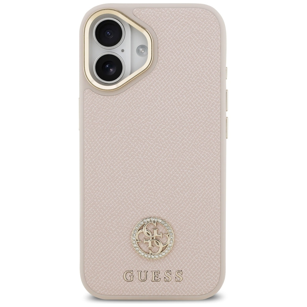 MagSafe Hülle für Apple iPhone 17, Guess, Grained Strass Logo, Rosa