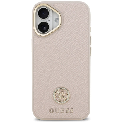 MagSafe Hülle für Apple iPhone 17, Guess, Grained Strass Logo, Rosa