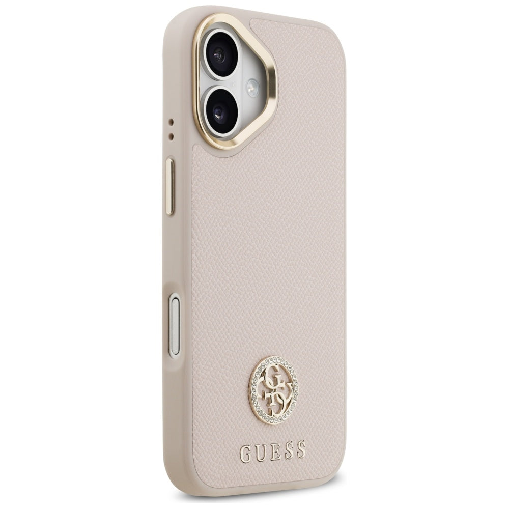 MagSafe Hülle für Apple iPhone 17, Guess, Grained Strass Logo, Rosa