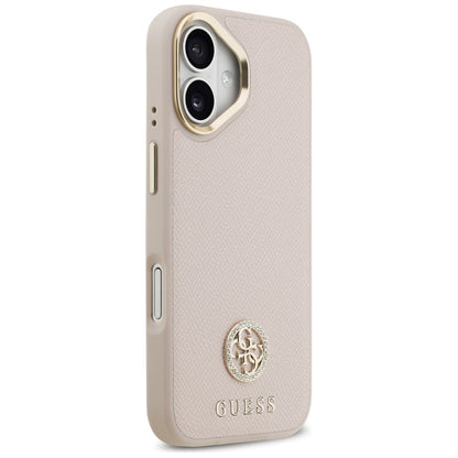 MagSafe Hülle für Apple iPhone 17, Guess, Grained Strass Logo, Rosa