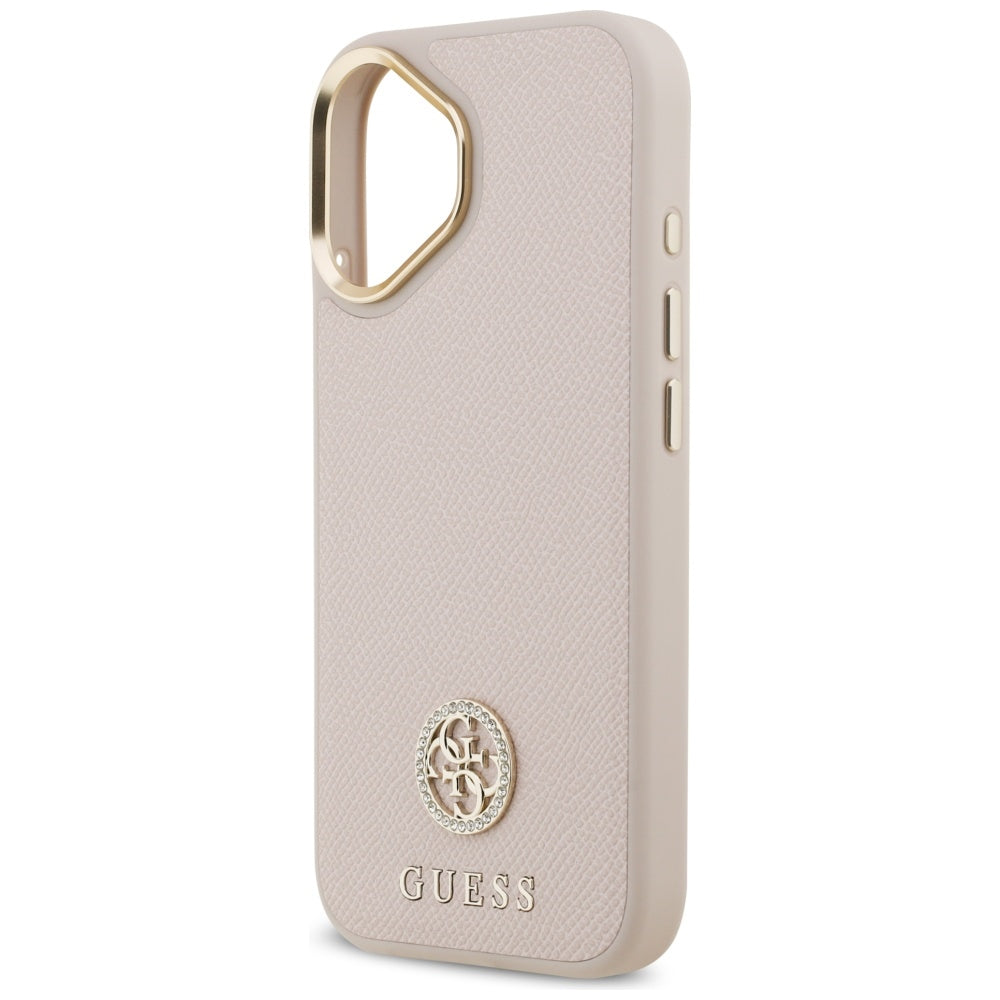 MagSafe Hülle für Apple iPhone 17, Guess, Grained Strass Logo, Rosa