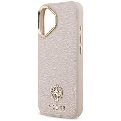MagSafe Hülle für Apple iPhone 17, Guess, Grained Strass Logo, Rosa