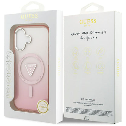 MagSafe Hülle für Apple iPhone 17, Guess, IML Gradient Triangle Logo, Rosa