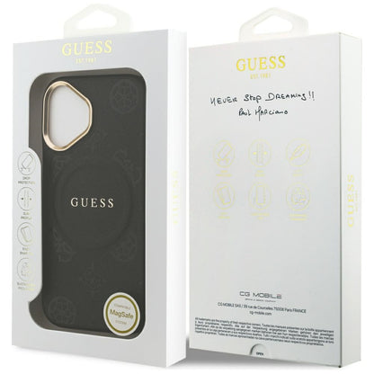 MagSafe Hülle für Apple iPhone 17, Guess, Peony Hot Stamp, Schwarz