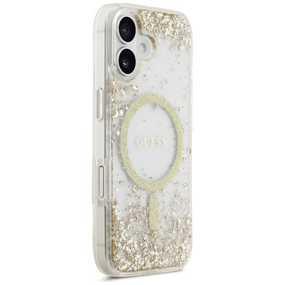 Étui MagSafe pour Apple iPhone 17, Guess, Resin Bottom Glitter, Doré